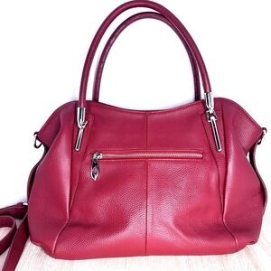 HESHE Genuine Leather Burgundy Satchel‎ Tote Crossbody Shoulder Handbag Purse
